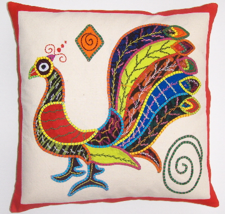 Fabricadabra's hand appliqued batik pillow cover from Sri Lanka
