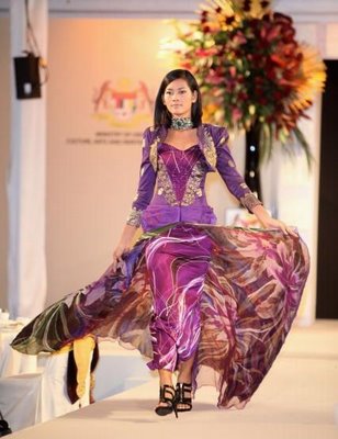 Handpainted silk batik dress at Harrod's promo of Malaysian craft in February