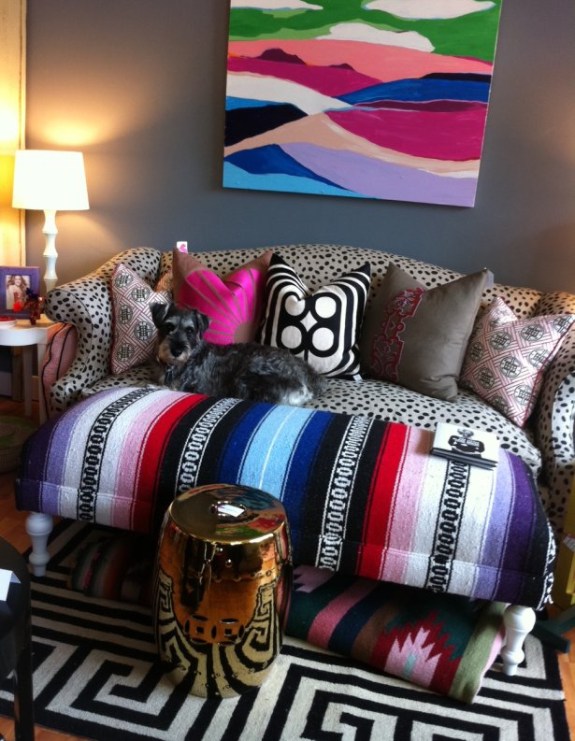 serape covered ottoman