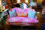 furbish studio upholstered sofa with neon scribble fabric