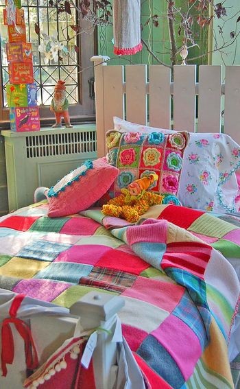 wool scrap patchwork bedcover via Rosehip.typepad.2