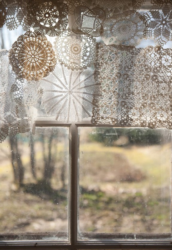 doilie window treatment via Free People blog
