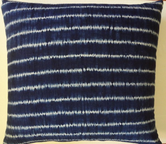 Japanese shibori pillow in indigo