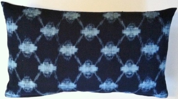 Indigo cotton Japanese kasuri (ikat) pillow covers