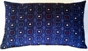 Vintage Japanese kasuri (ikat)pillow cover. 100% untreated cotton face. Solid white organic cotton back fabric